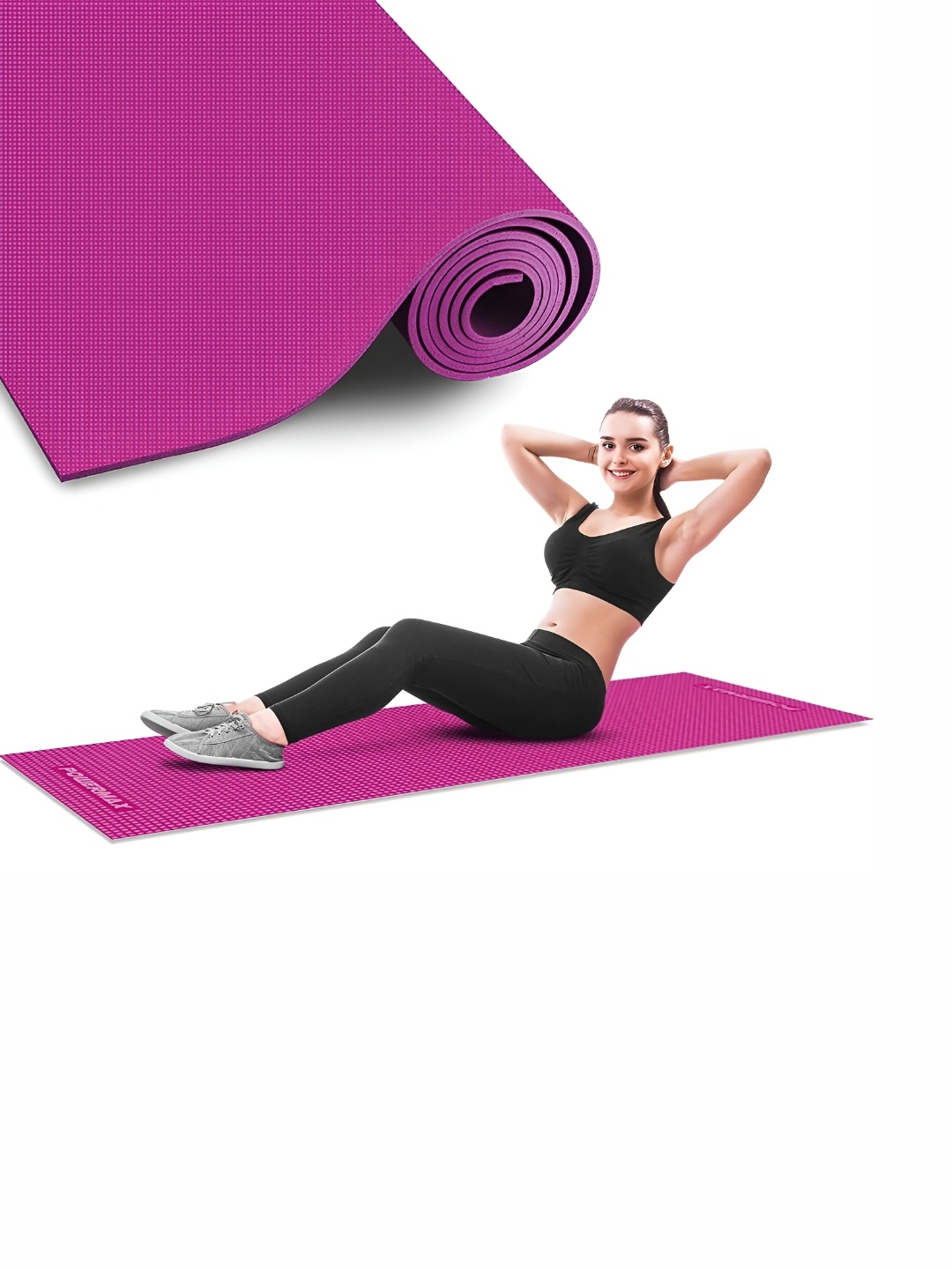 

PowerMax Fitness Pink Rectangular Anti-Slip Yoga Mat