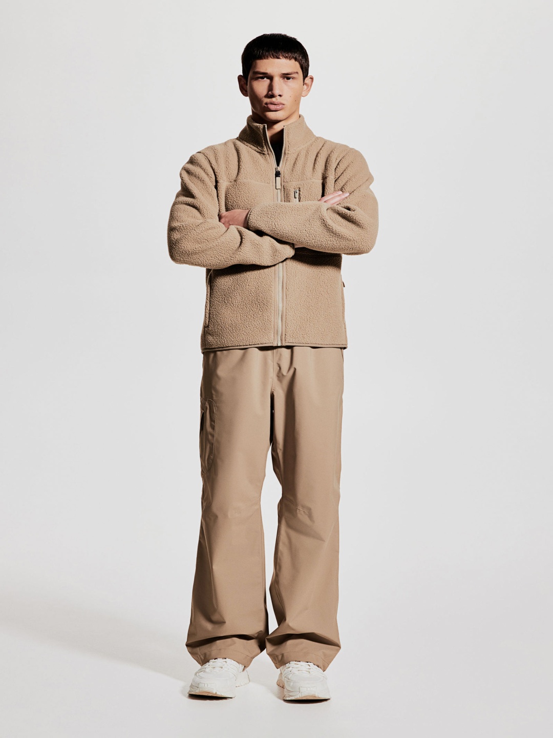 

H&M Regular Fit Teddy Sports Jacket, Beige