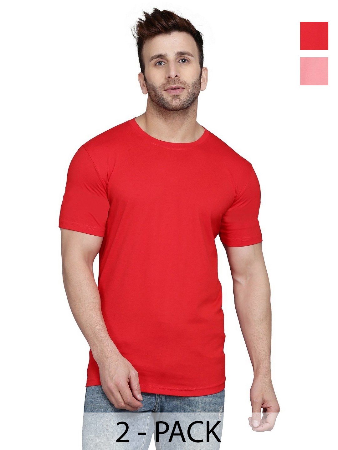 

WOOSTRO Men 2 Slim Fit T-shirt, Peach