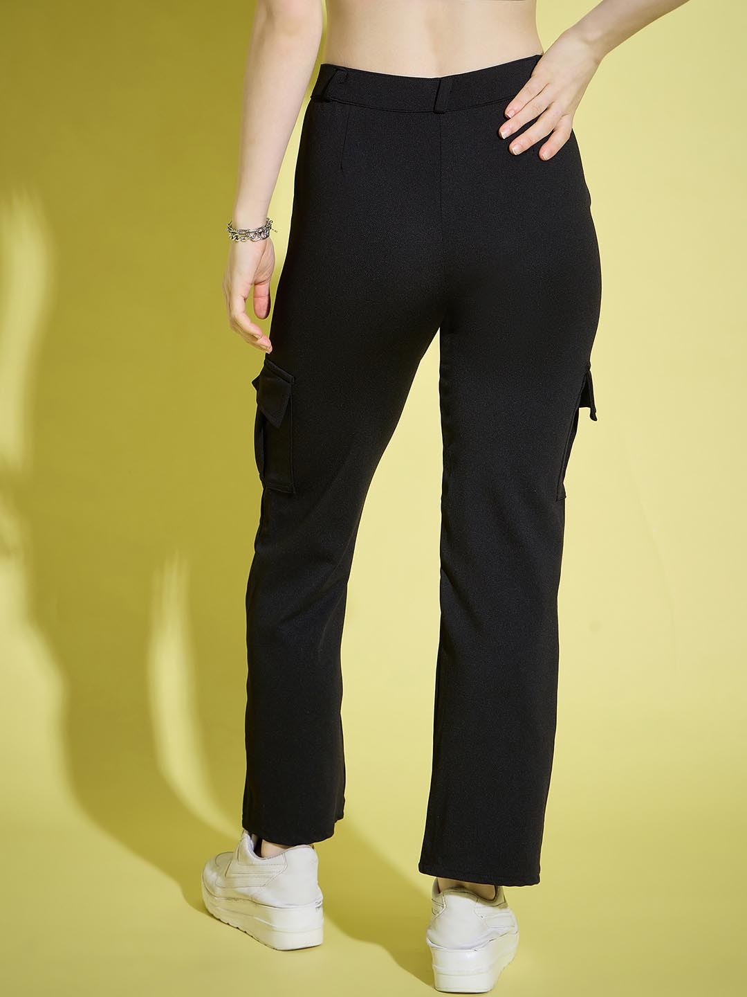 

BUY NEW TREND Women Relaxed High-Rise Cargos Trouser, Black