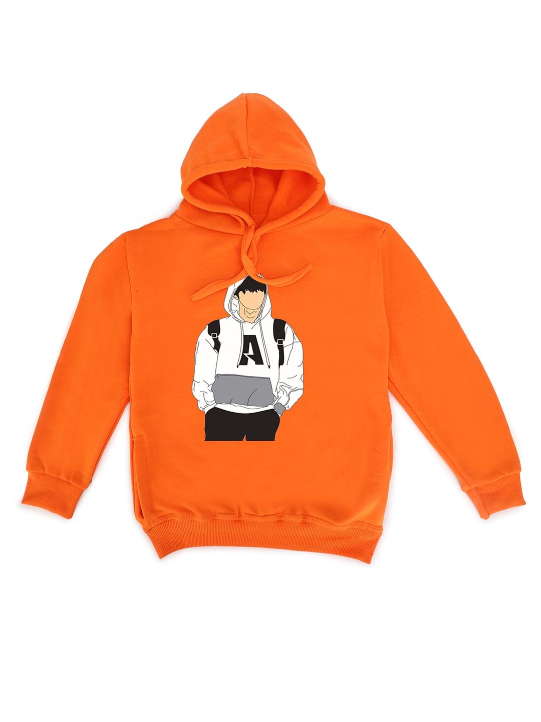 

Fabvio Plus Kids Printed Hooded Pullover Sweatshirt, Orange