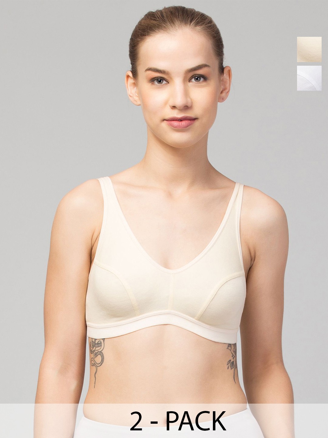 

CKARFE Women Pack of 2 T-shirt Seamless Full Coverage Bra, White