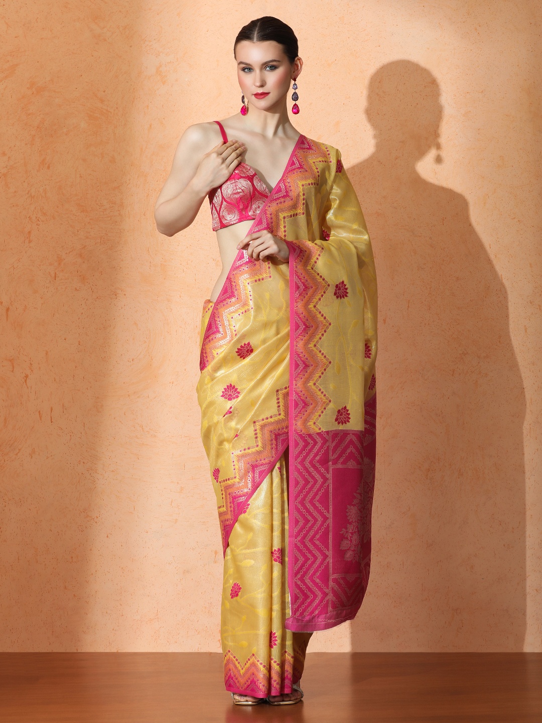 

SARHA Woven Design Banarasi Saree, Yellow