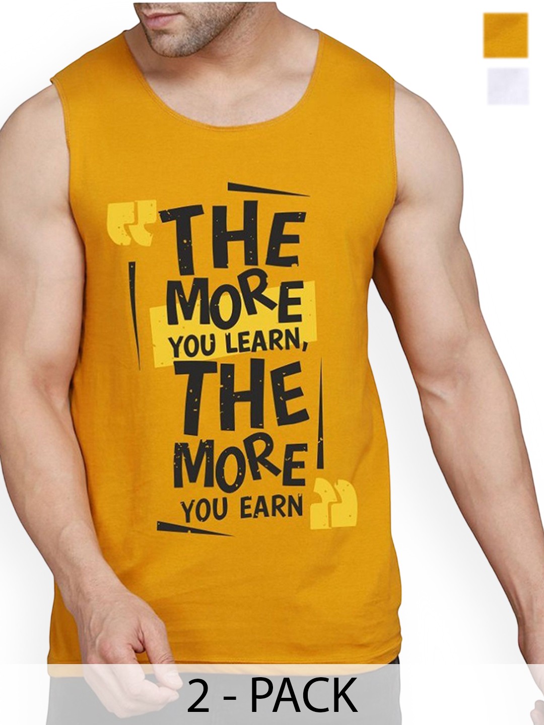 

Woostro Men Pack Of 2 Printed Cotton Gym Innerwear Vests, White
