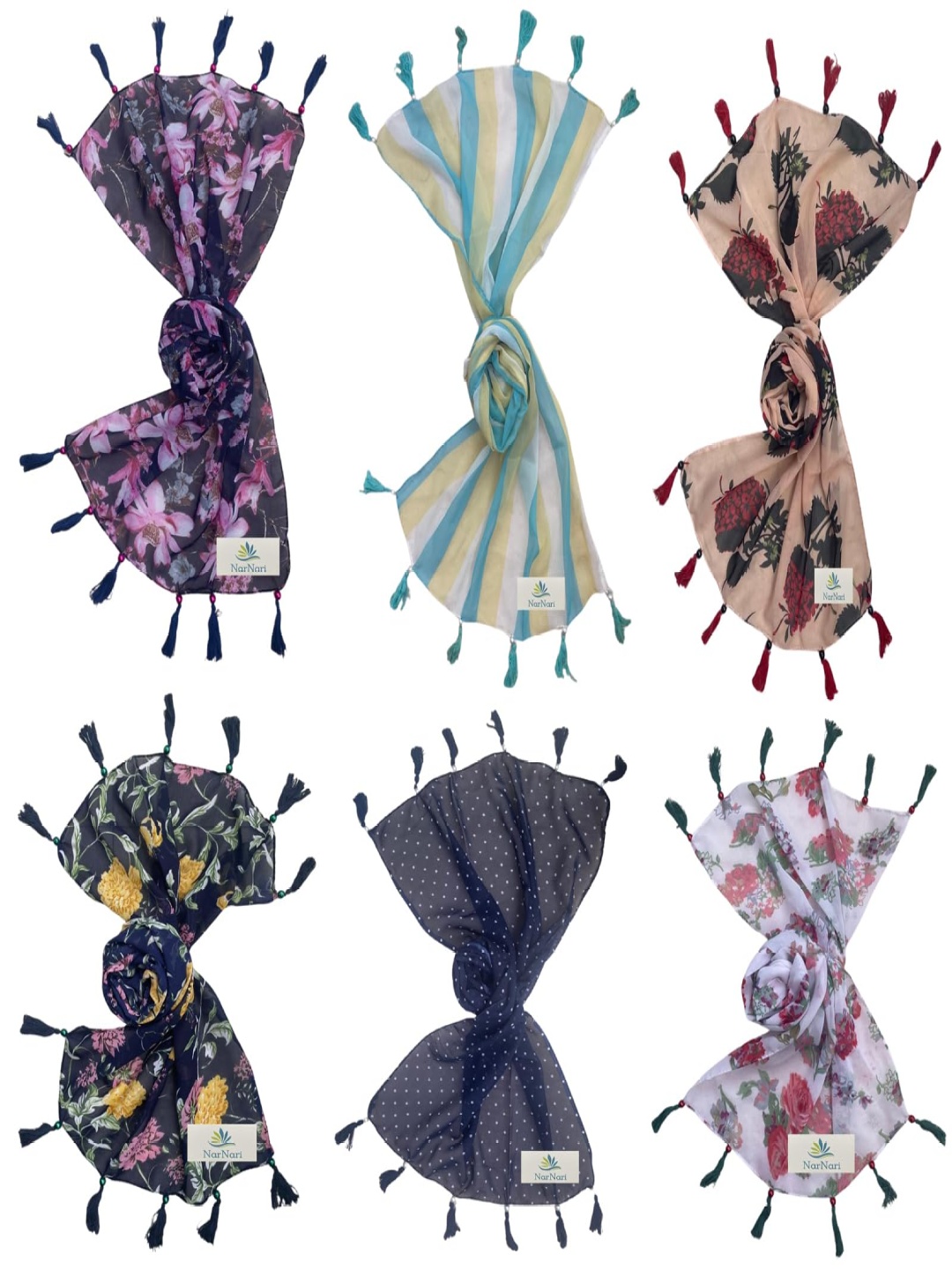 

NarNari Women Printed Scarf, Navy blue