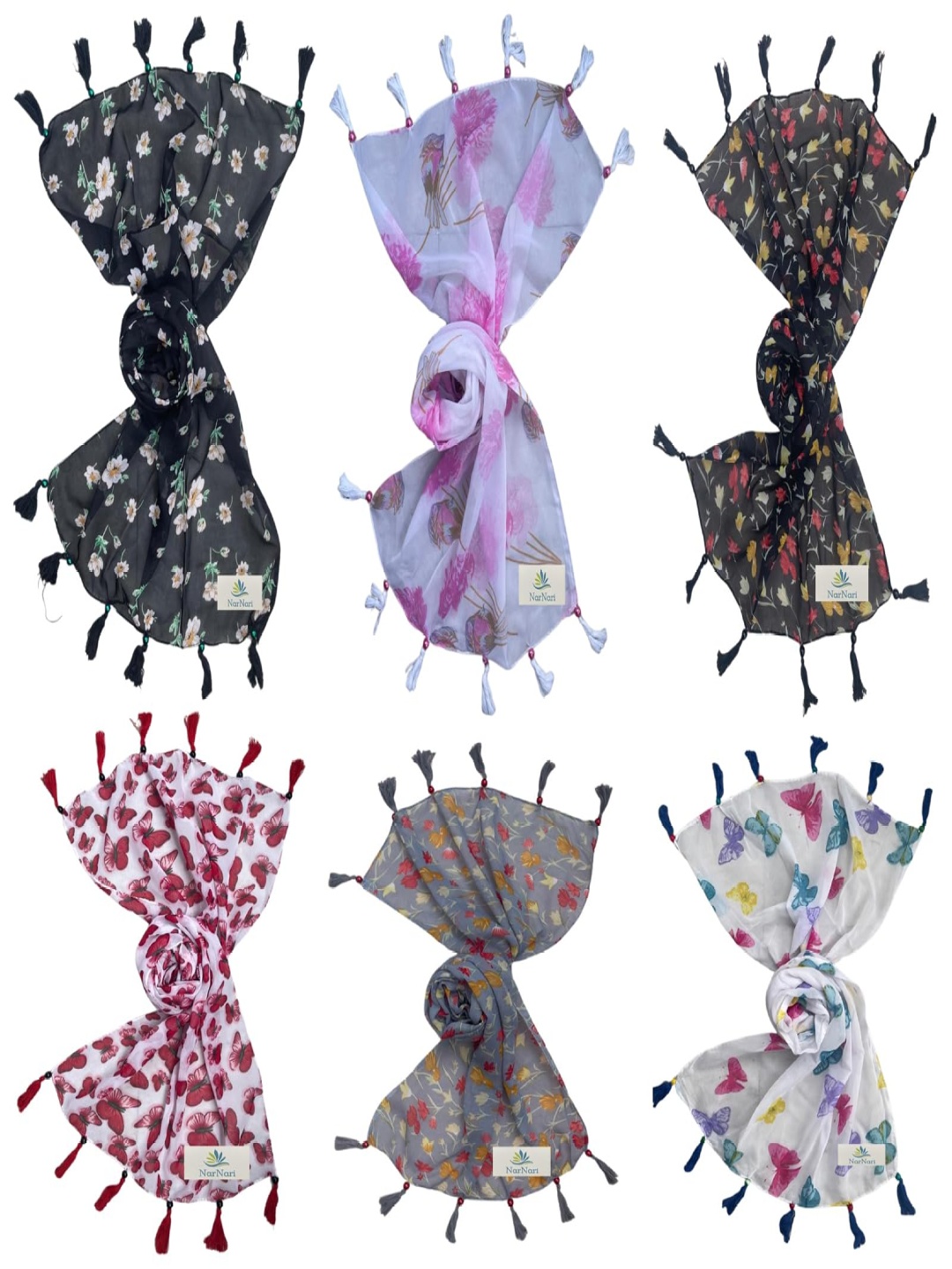 

NarNari Women Printed Scarf, Grey