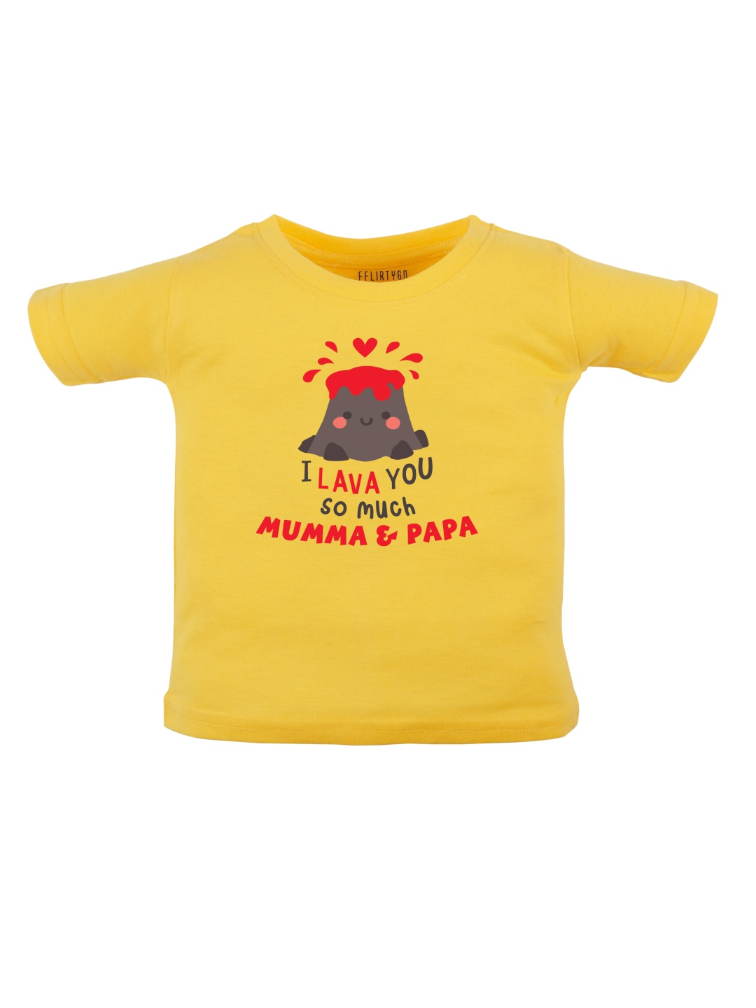

FFLIRTYGO Unisex Kids Typography Printed Round Neck Cotton T-shirt, Yellow