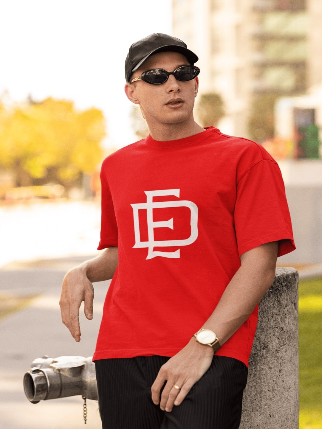 

Edyssa Men Graphic Printed Round Neck Cotton Relaxed Fit T-shirt, Red