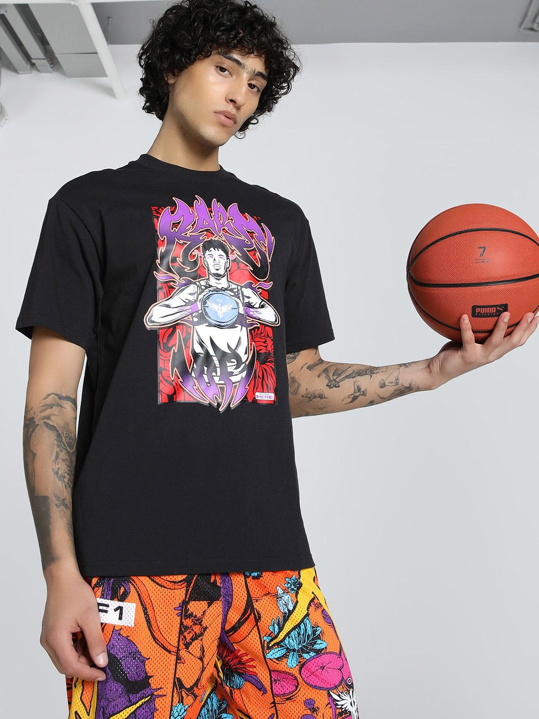 

Puma Men Melo Phoenix Oversized Basketball T-shirt, Black