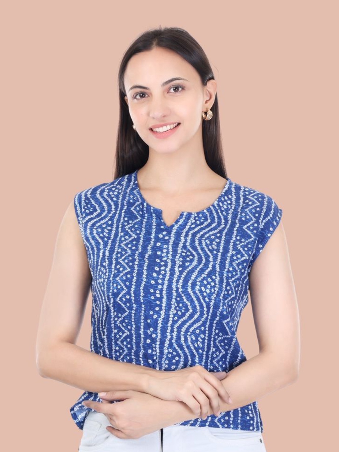 

Moda Rapido Floral Print Cotton Top, Blue