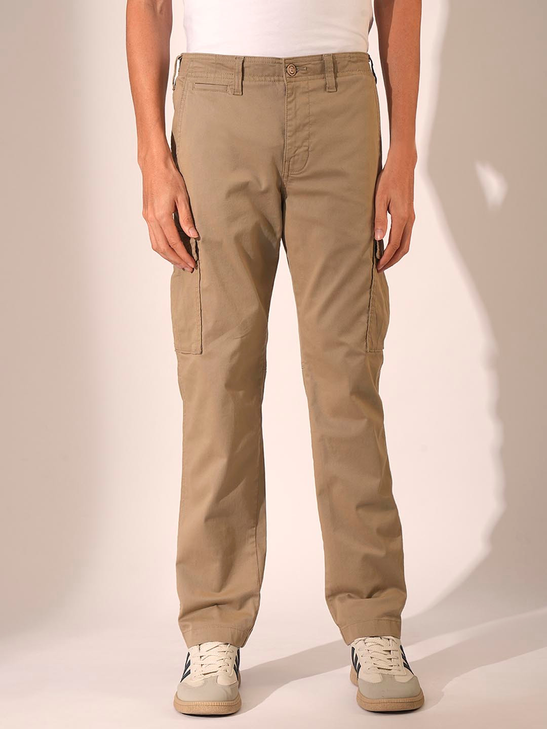 

SELECTED Men Regular Fit Cargos Trousers, Beige