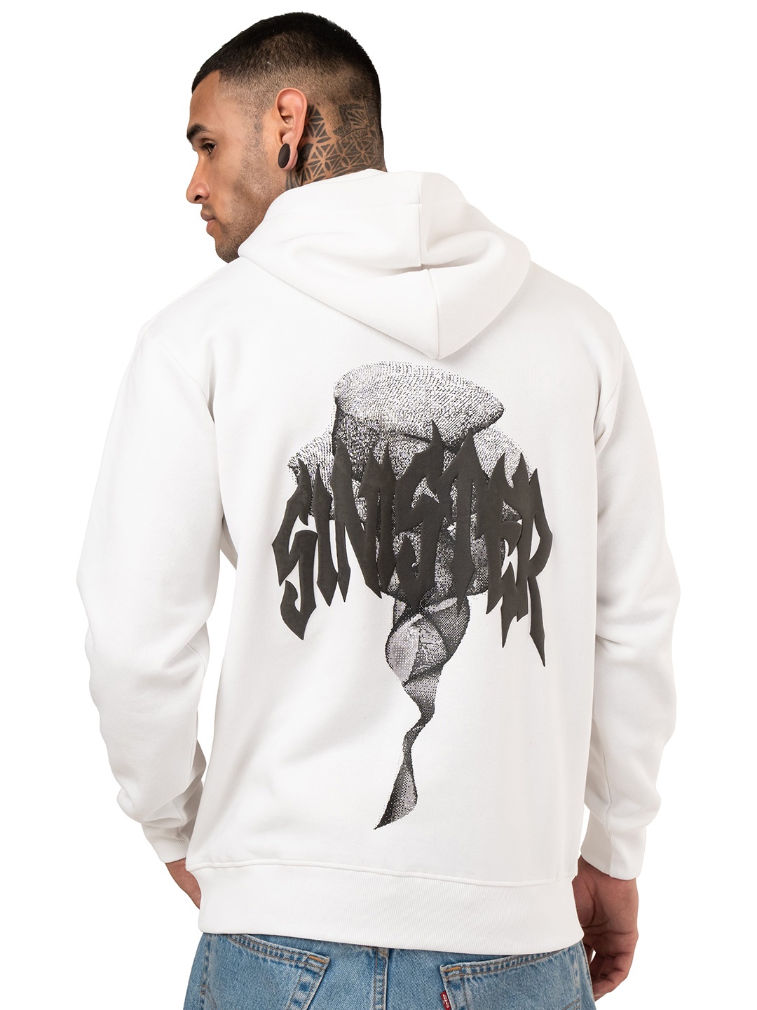 

RHINO CULT Men Sinister Symphony Printed Hooded Sweatshirt, White