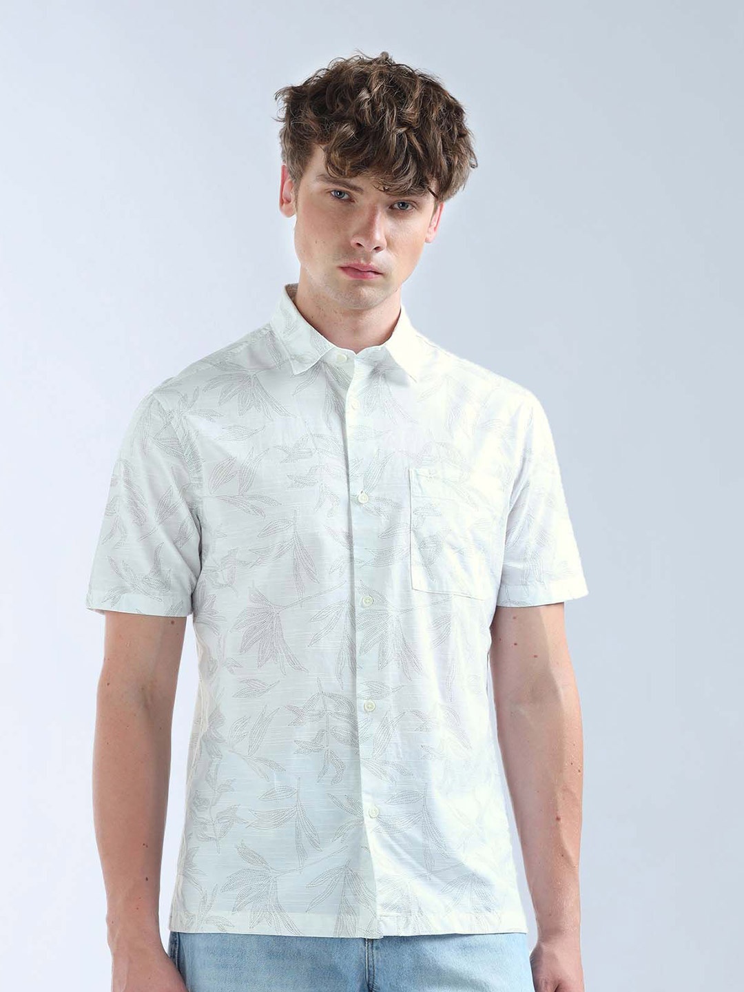 

Flying Machine Regular Fit All-Over Printed Shirt, White