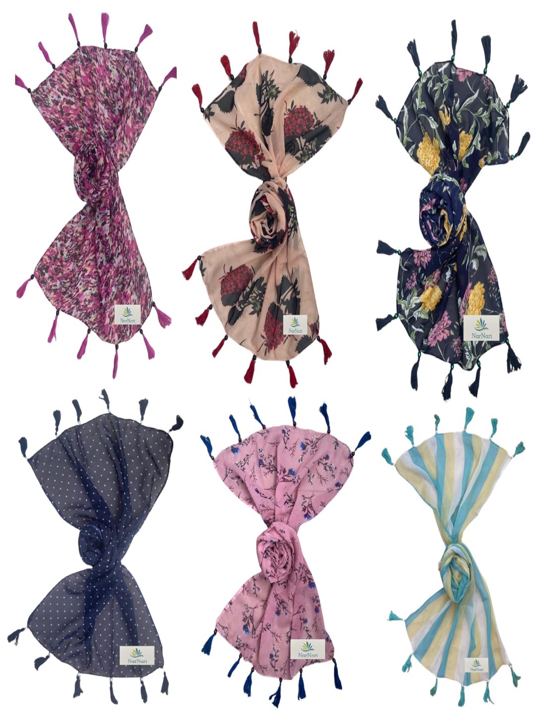 

NarNari Women Printed Scarf, Black