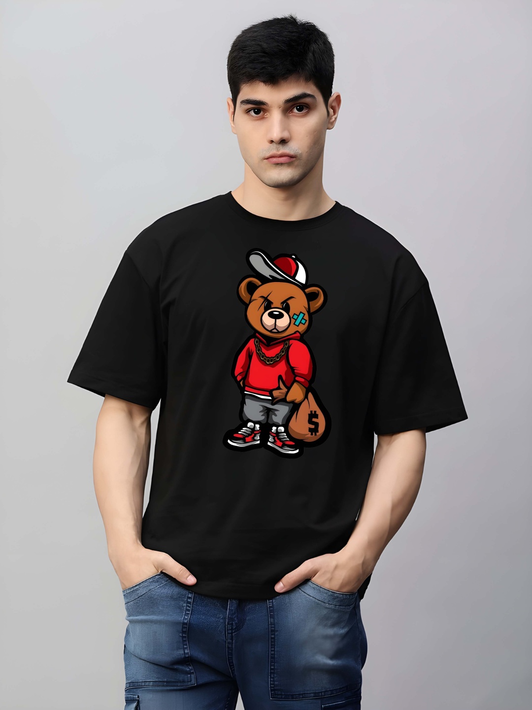 

Moda Rapido Men Graphic Printed Round Neck Cotton Relaxed Fit T-shirt, Black