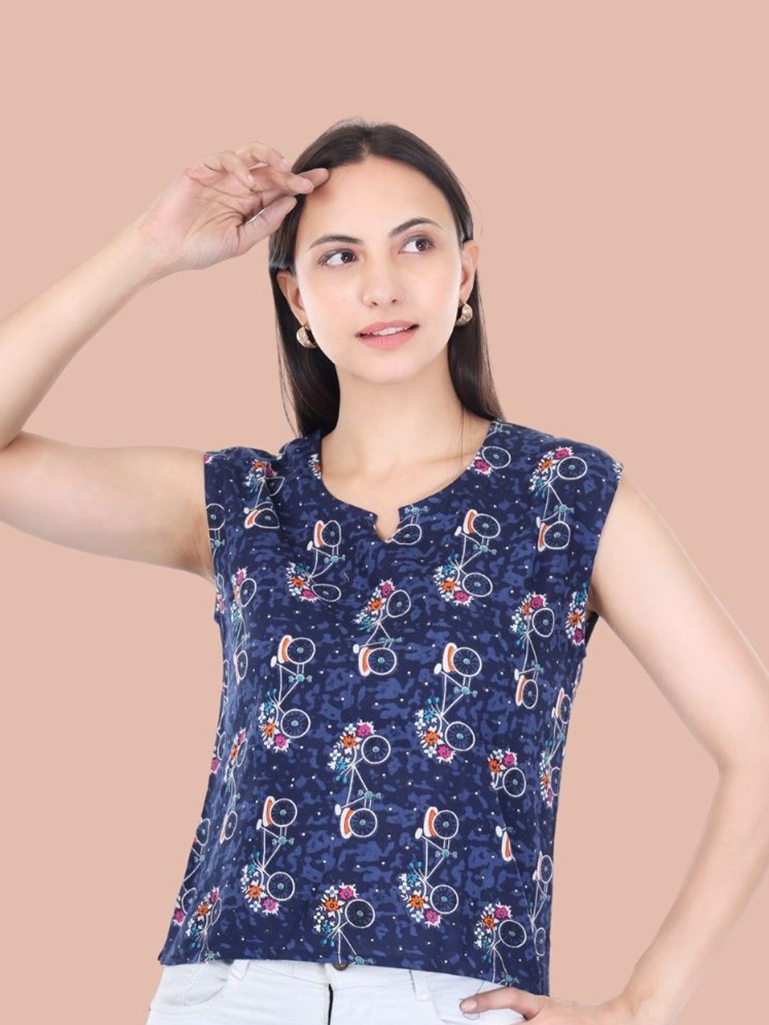 

Moda Rapido Floral Print Cotton Top, Blue