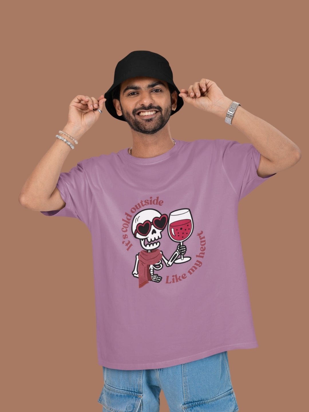 

Broke Memers Men Graphic Printed Round Neck Cotton Oversized T-shirt, Purple