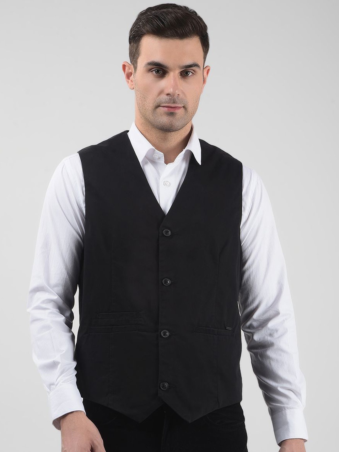 

Numero Uno V-Neck Sleeveless Waistcoat, Black