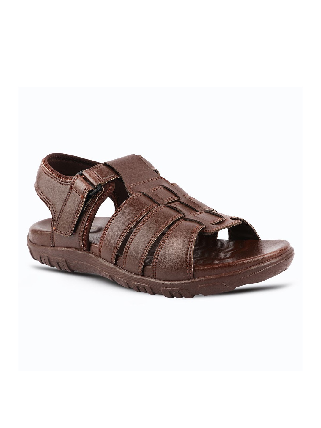 

MEDIFEET Men Leather Fisherman Sandals, Brown
