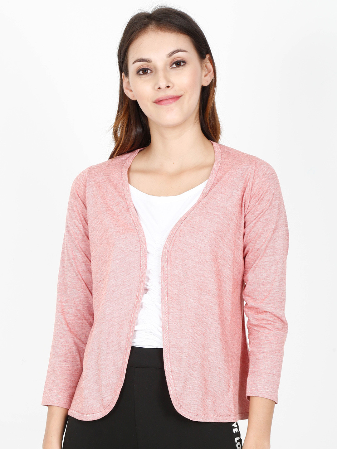 

ECOLINE Clothing Eco Friendly V-Neck Open Front Shrug, Red