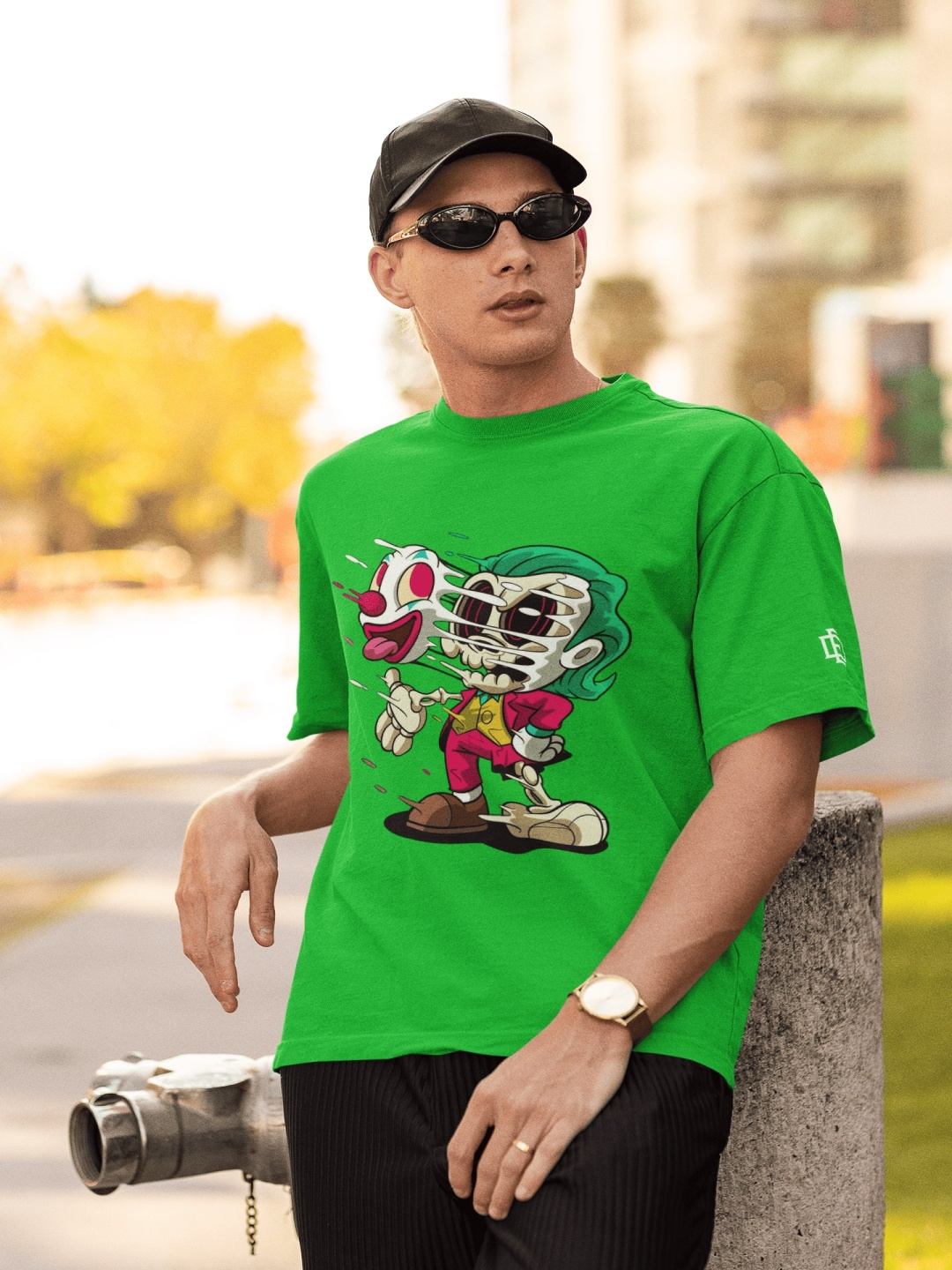 

Edyssa Men Graphic Printed Round Neck Cotton Relaxed Fit T-shirt, Green