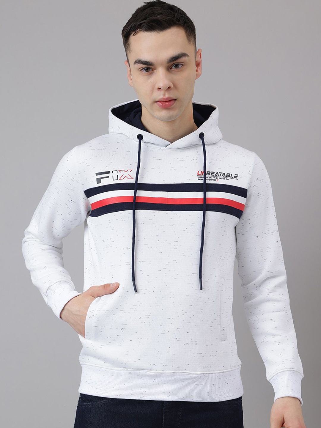 

Richlook Men Hooded Pullover Sweatshirt, White