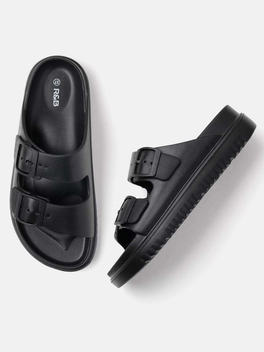 

R&B Women Sliders Flip Flops, Black