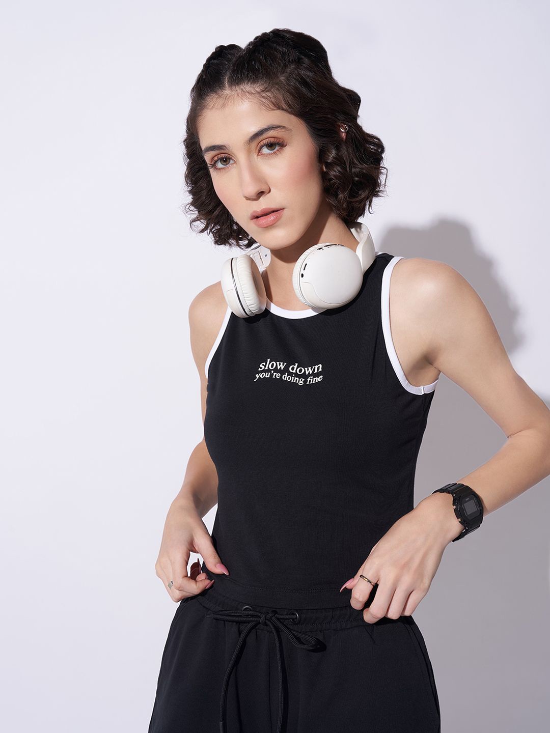 

Ajile by Pantaloons Cotton Tank Top, Black