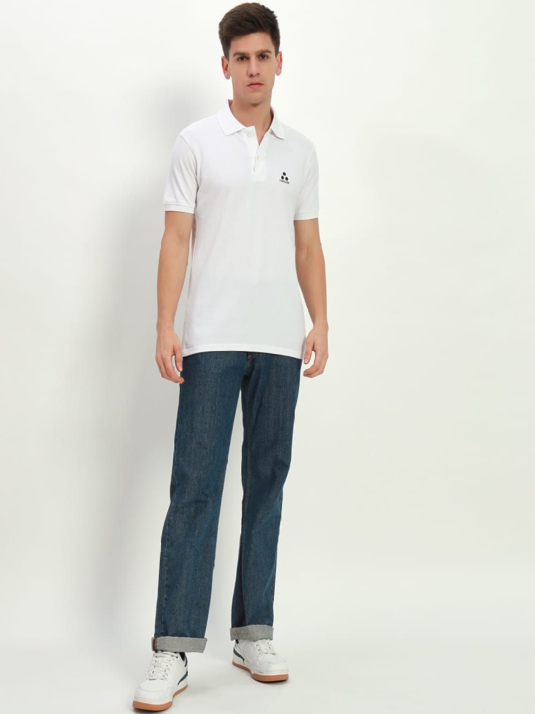 

Triple Dot Men Bio Finish Solid Polo Collar Cotton T-shirt, White