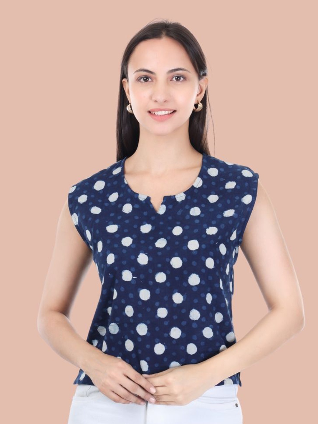 

Moda Rapido Polka Dot Print Cotton Top, Blue