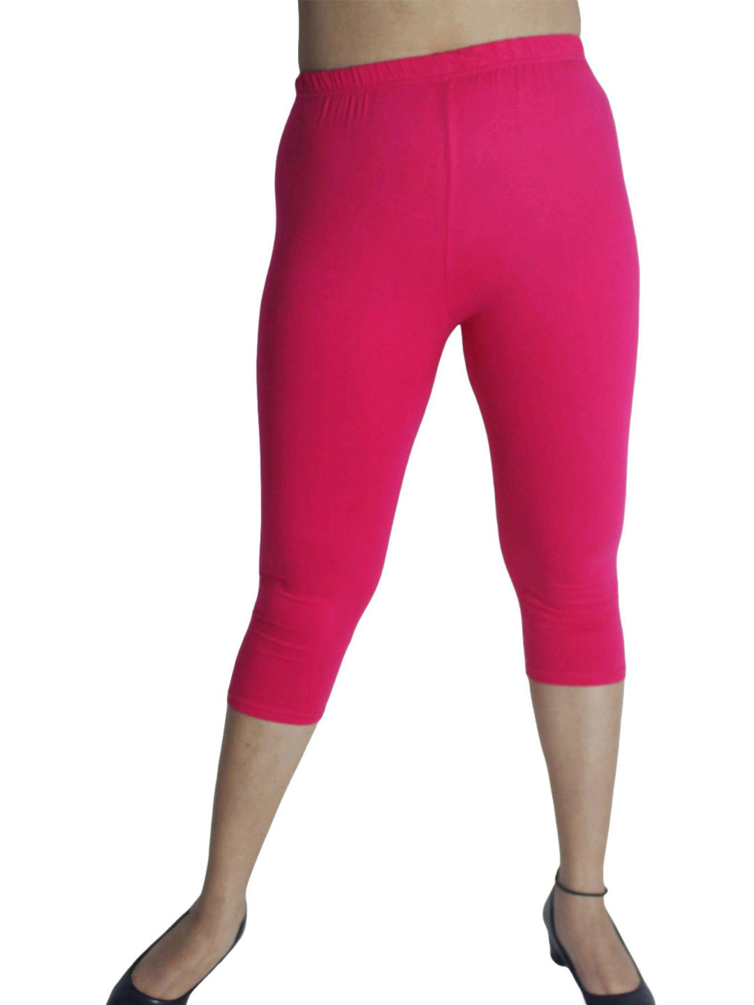 

PINK SHELL Women Slim Fit Mid-Rise Cotton Capris, Magenta