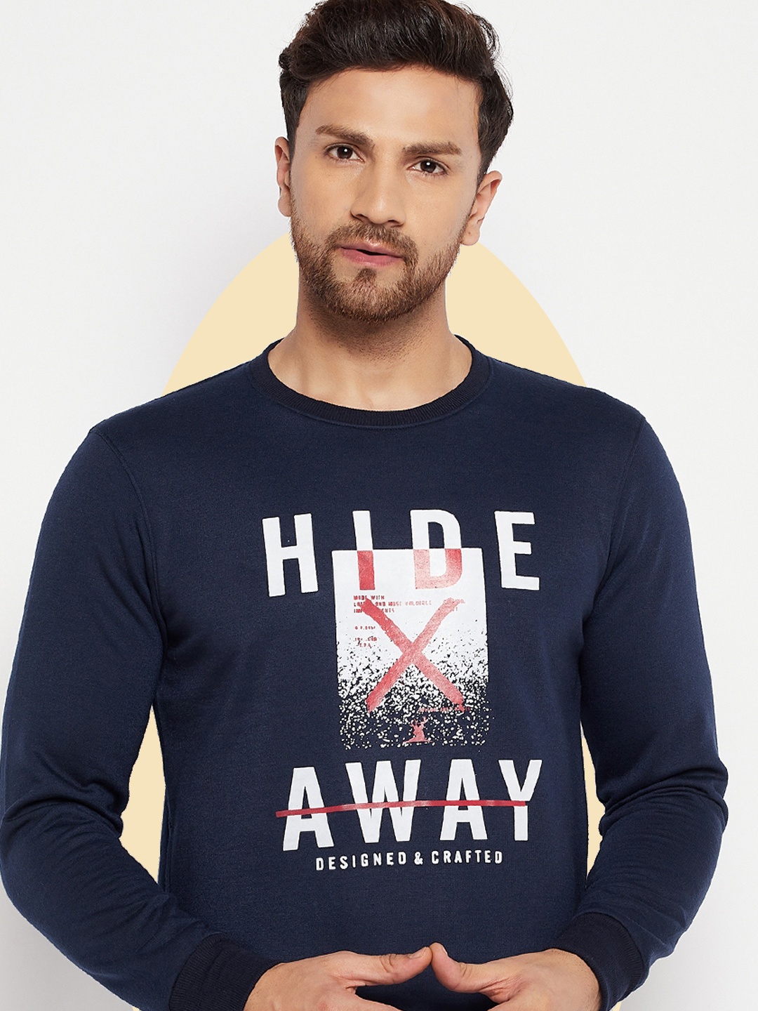 

LYCOS Men Typography Printed Sweatshirt, Navy blue