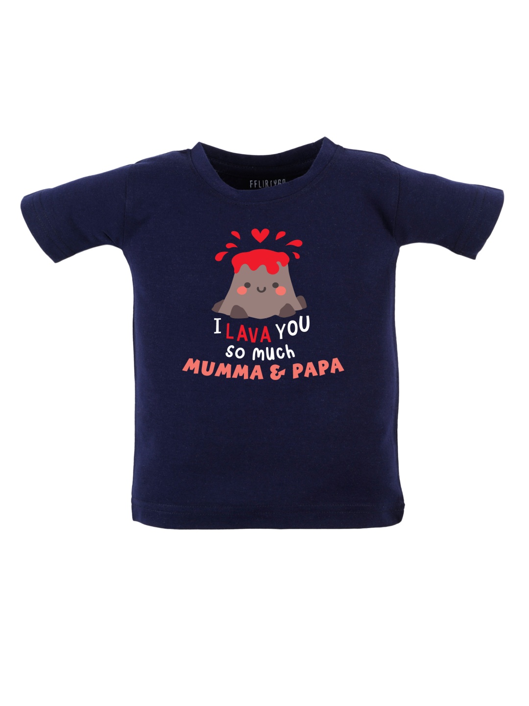 

FFLIRTYGO Kids Typography Printed Round Neck Cotton T-shirt, Navy blue
