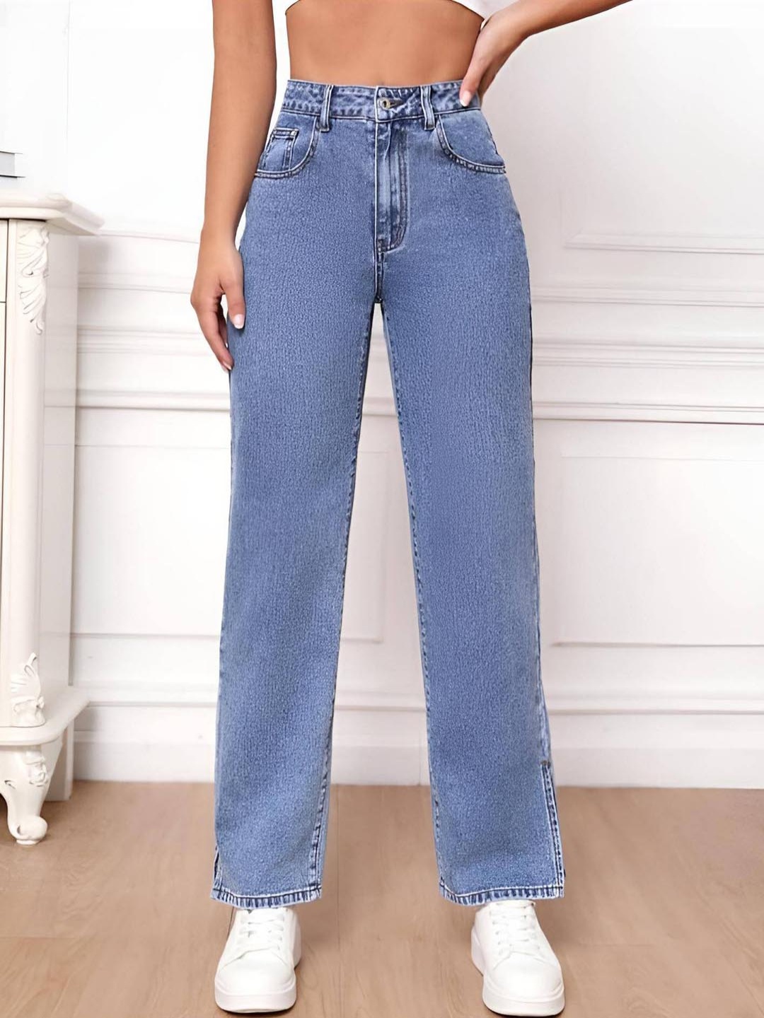 

VBEAUTI Women Jean Bootcut High-Rise Stretchable Jeans, Turquoise blue