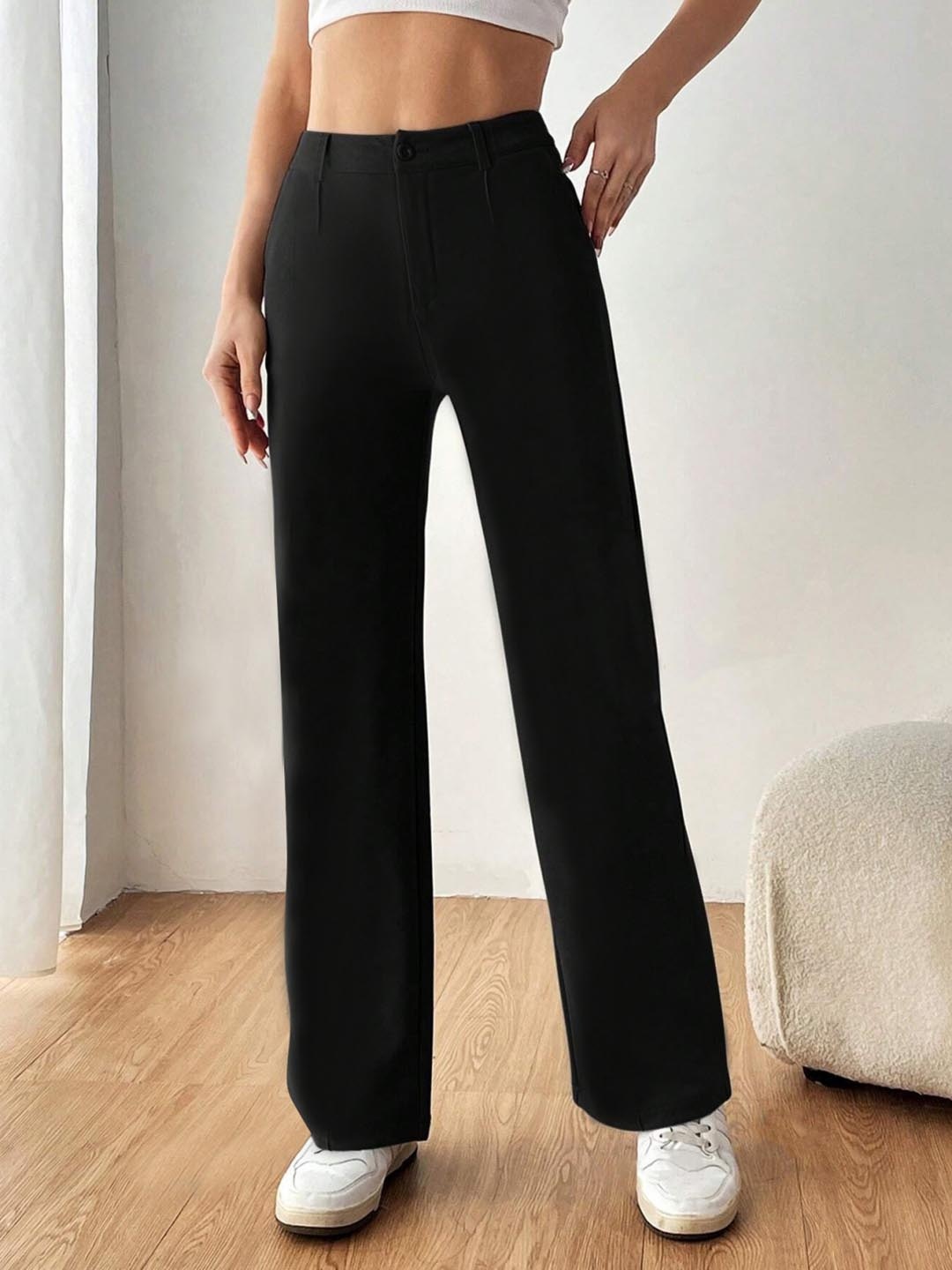 

TOOCHKI Women Relaxed Straight Leg High-Rise Trousers, Black