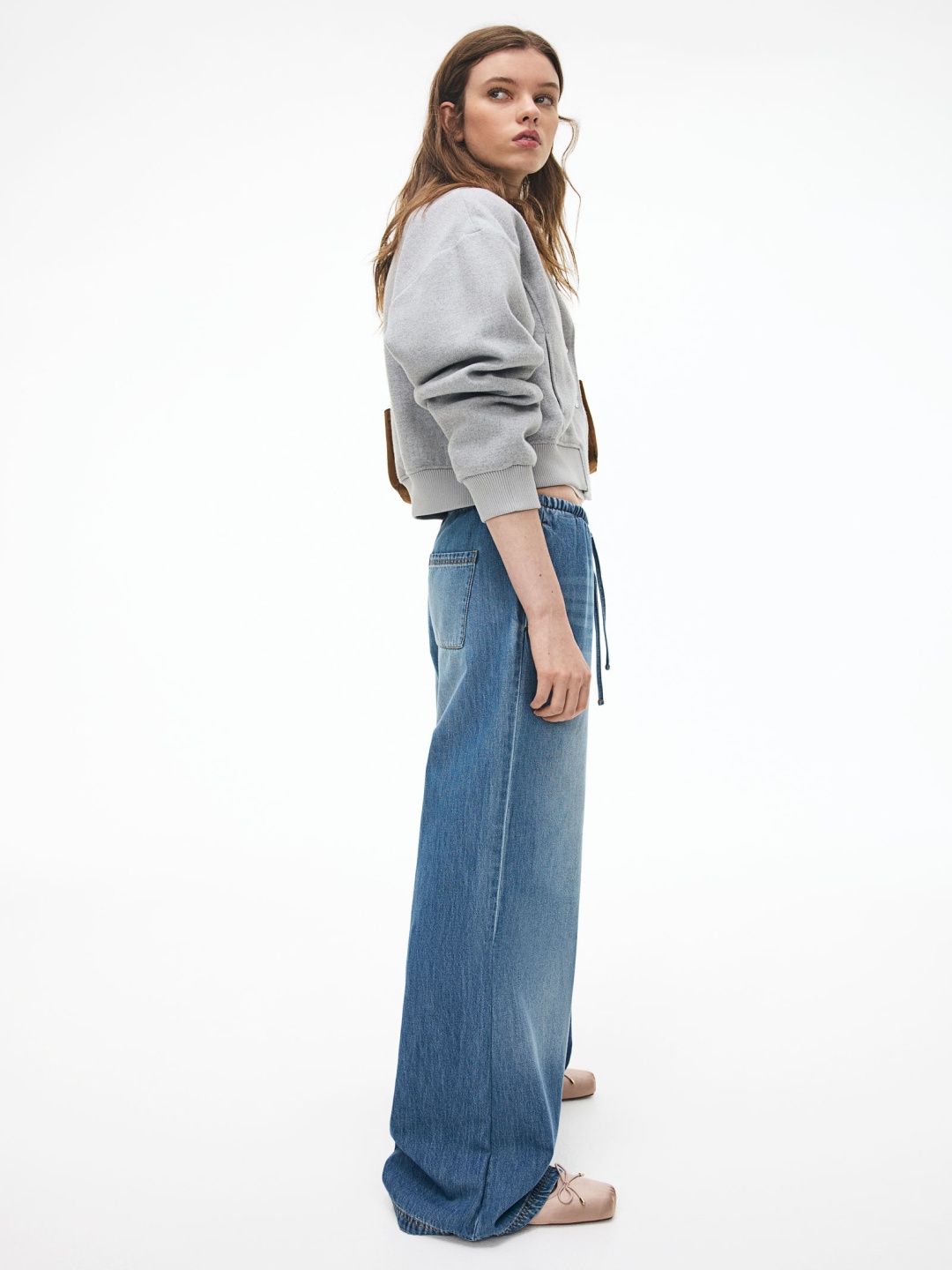 

H&M Women Denim Drawstring Trousers, Blue