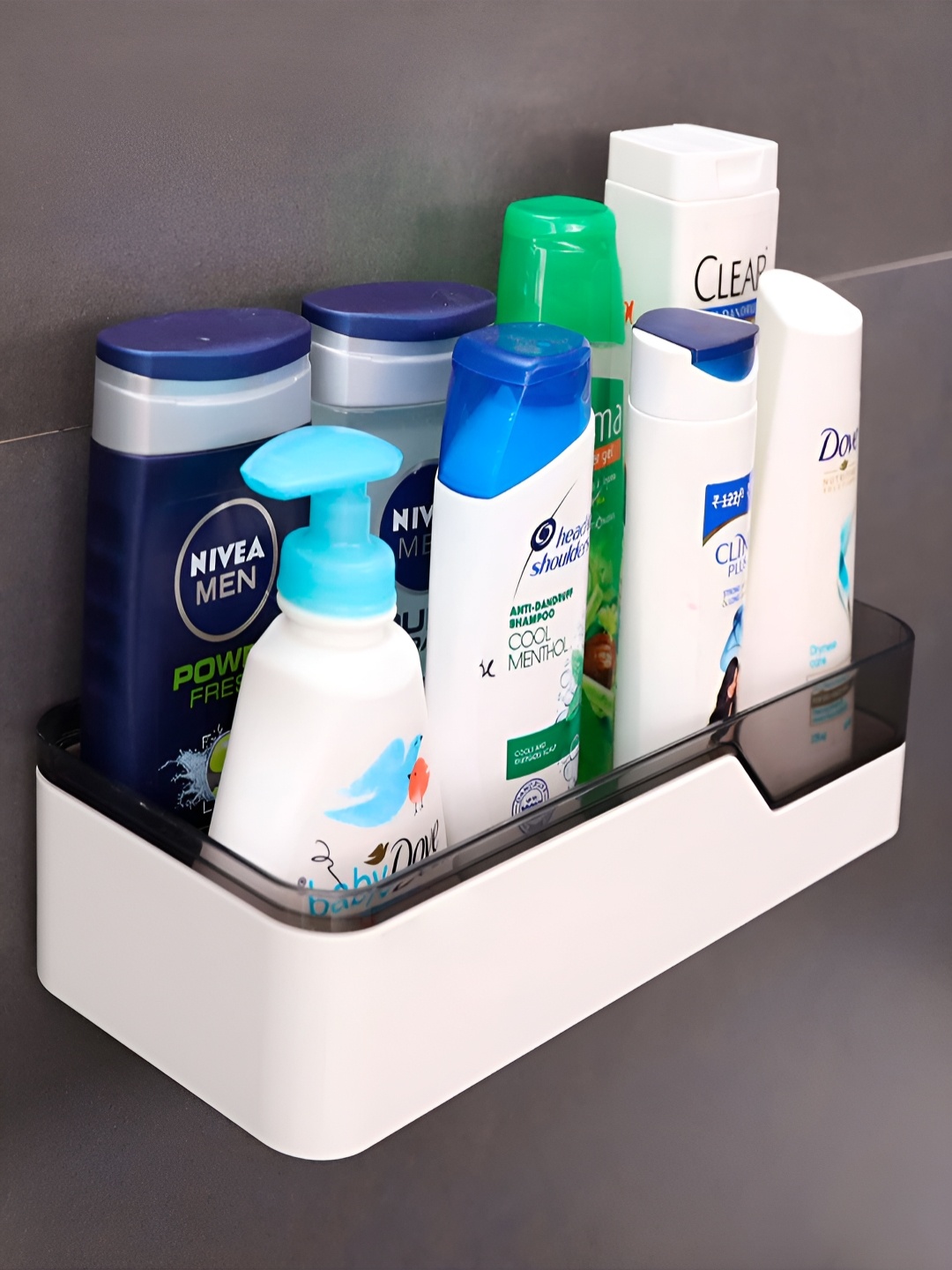 

HOKIPO Black & White Solid Plastic Bathroom Caddy