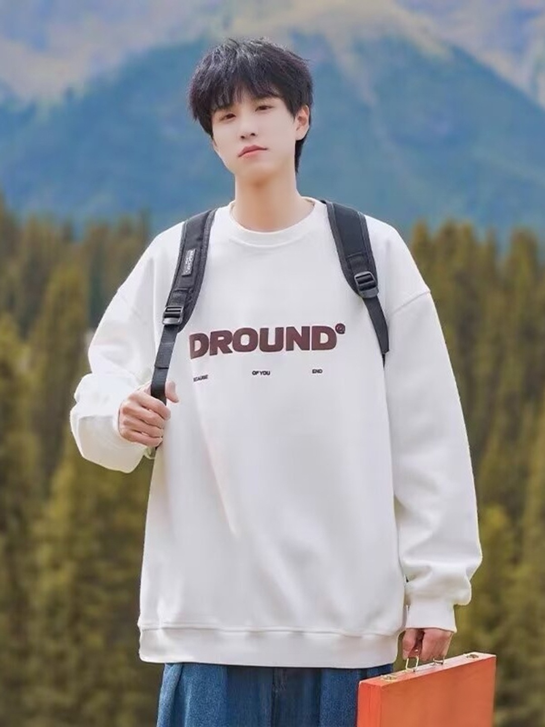 

HERE&NOW Men Printed Pullover Sweatshirt, White