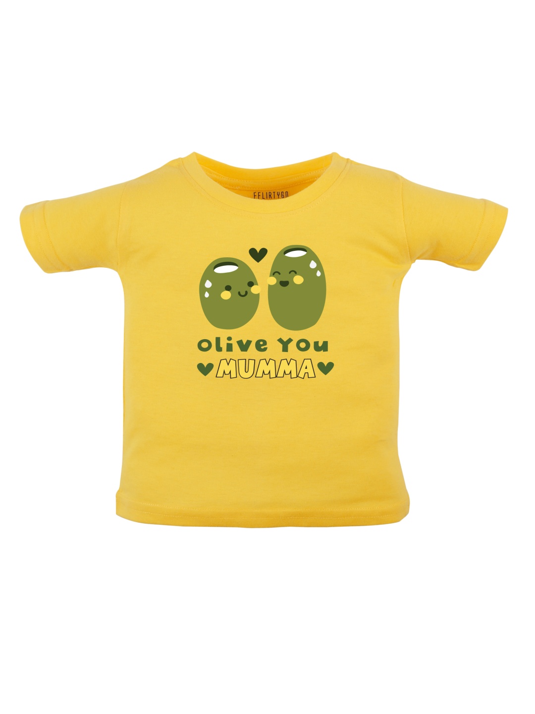 

FFLIRTYGO Unisex Kids Typography Printed Round Neck Cotton T-shirt, Yellow