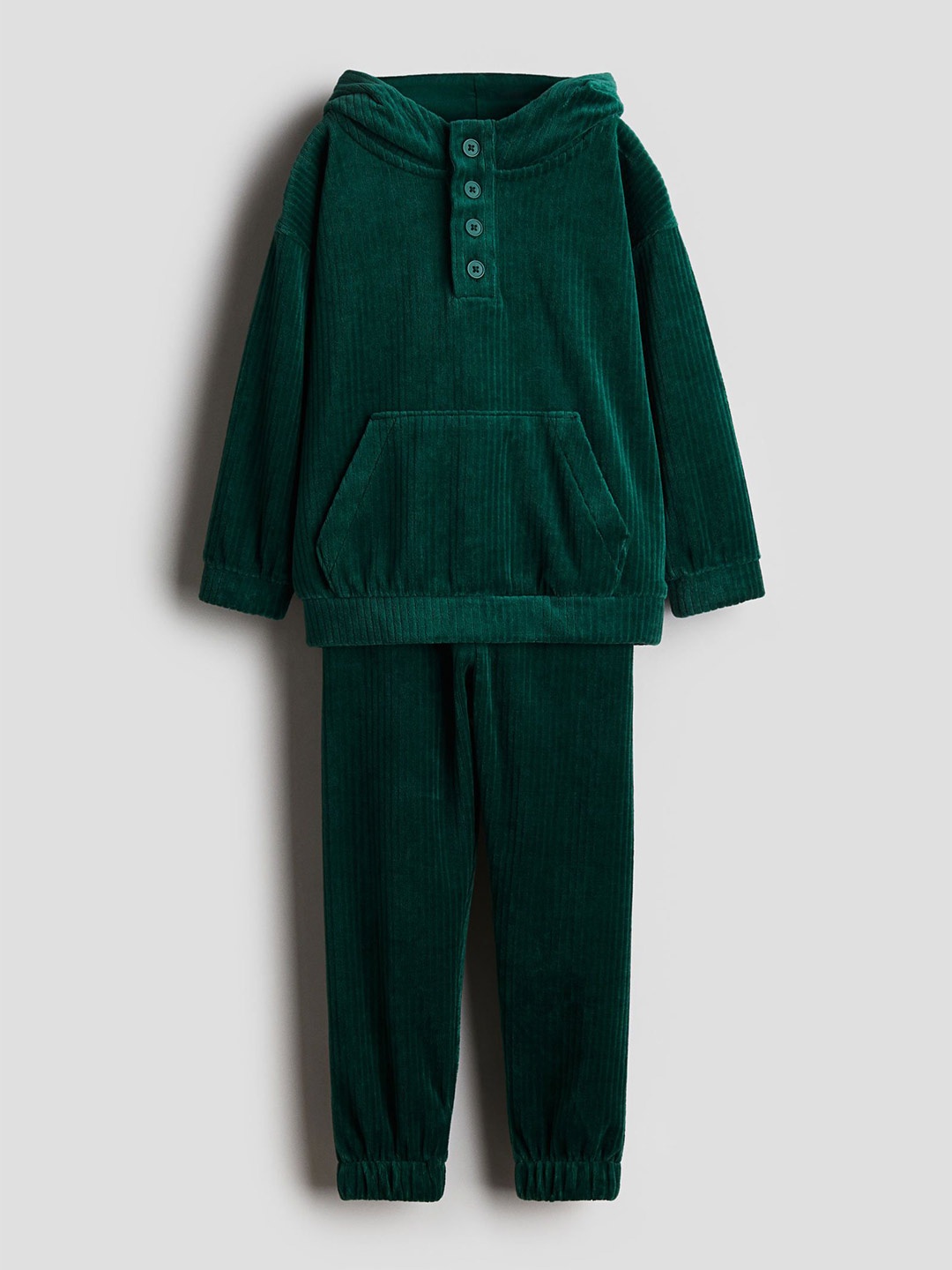 

H&M 2-Piece Ribbed Velour Set, Green