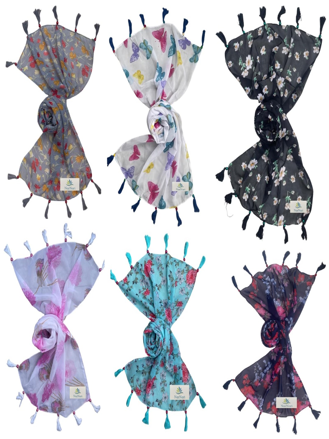

NarNari Women Printed Scarf, Grey