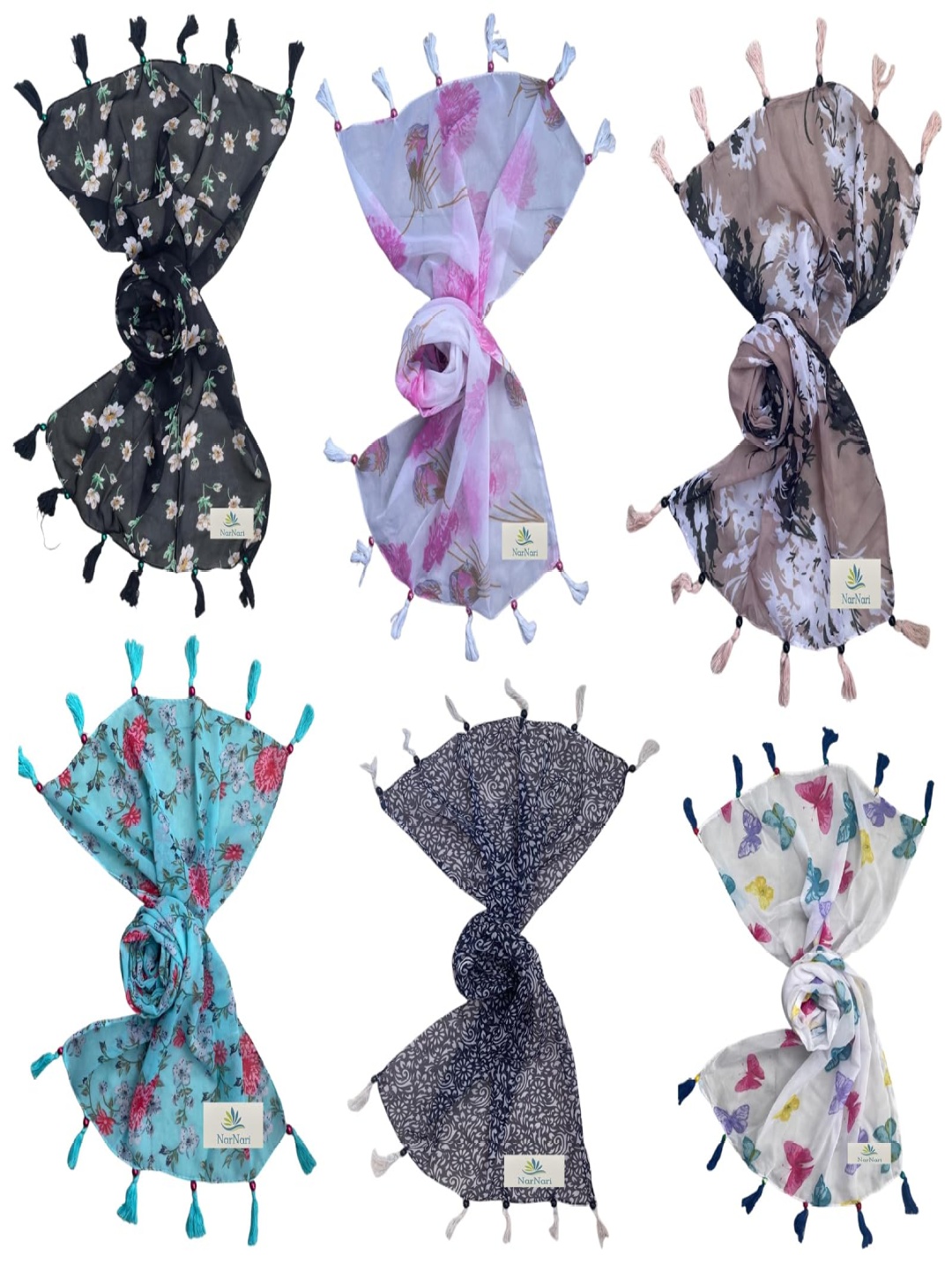 

NarNari Women Printed Scarf, Blue
