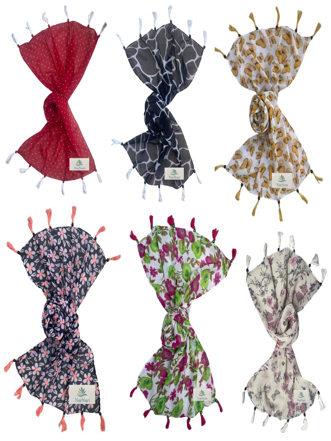 

NarNari Women Printed Scarf, Orange