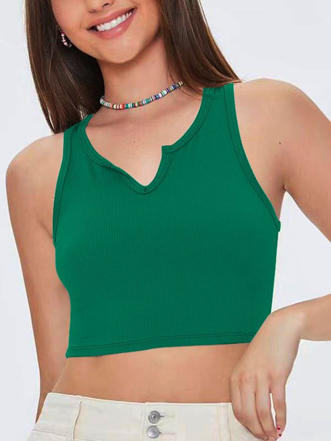 

StyleCast x Revolte Ribbed Tank Crop Top, Green