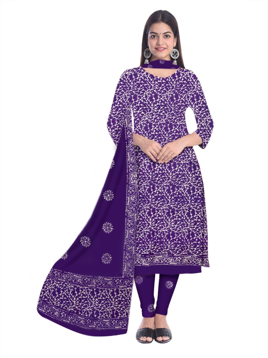 

Farooq Dyeing Ethnic Motifs Printed Pure Cotton Unstitched Dress Material, Purple