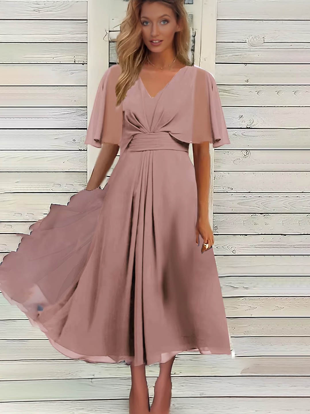 

StyleCast Flared Sleeve Maxi Dress, Pink
