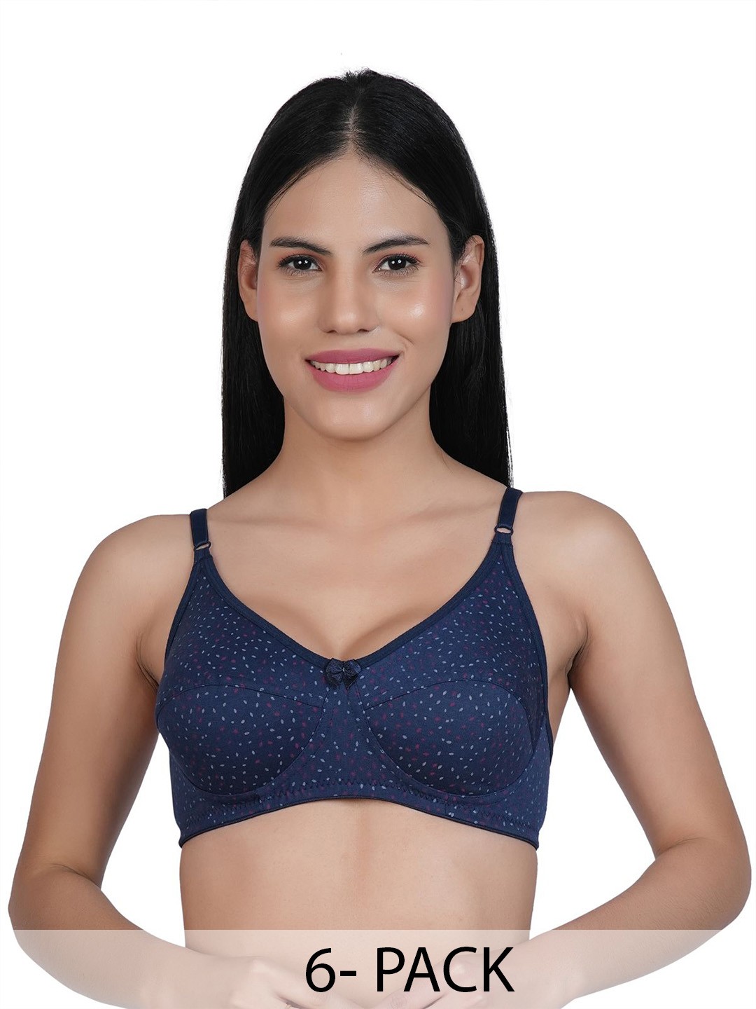 

Docare Pack Of 6 Cotton Printed Cut and Sew Full Coverage Bra, Pink
