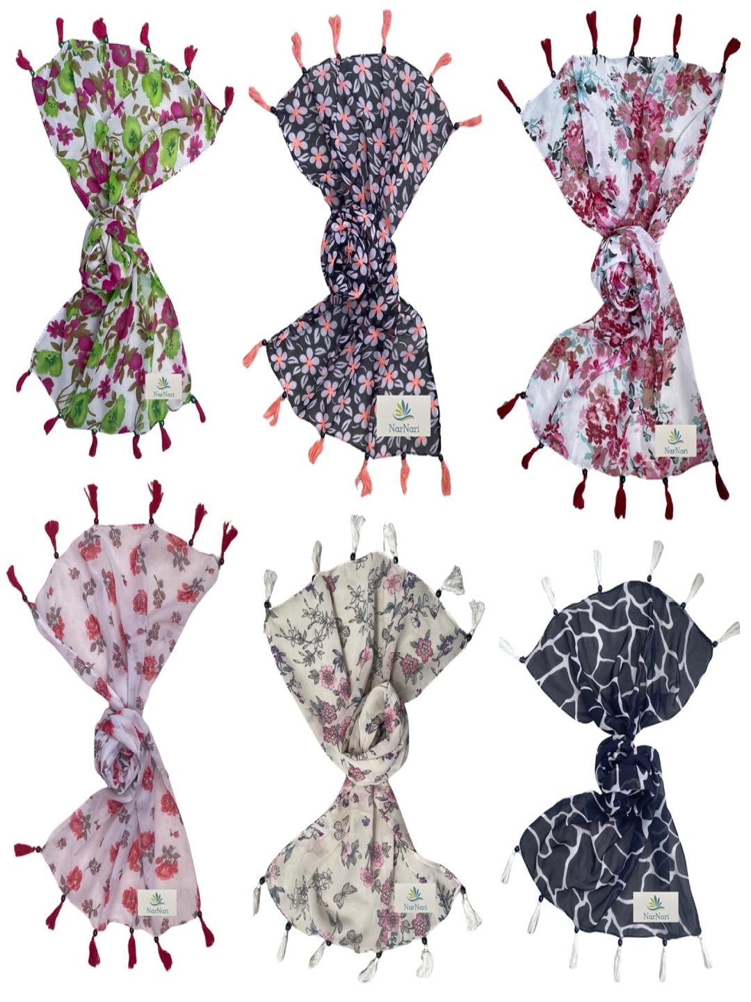 

NarNari Women Printed Scarf, Red