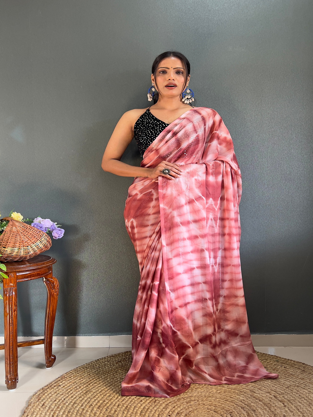 

Moda Rapido Tie and Dye Pure Georgette Saree, Red