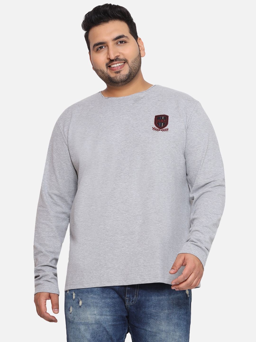 

Santonio Men Plus Size Solid Round Neck Cotton T-shirt, Grey